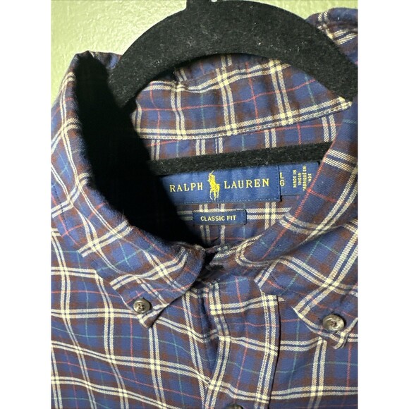 Polo Ralph Lauren Button Down Men’s Large Plaid Classic Fit Long Sleeve - Picture 3 of 4